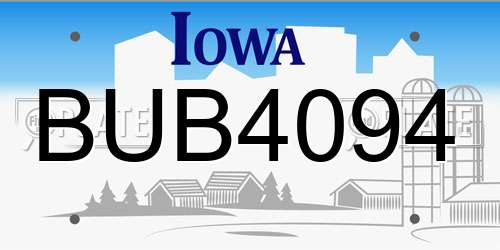 BUB4094 Iowa License Plate