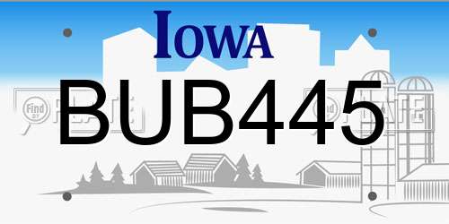 BUB445 Iowa License Plate