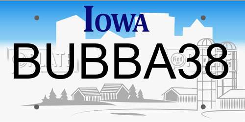 BUBBA38 Iowa License Plate