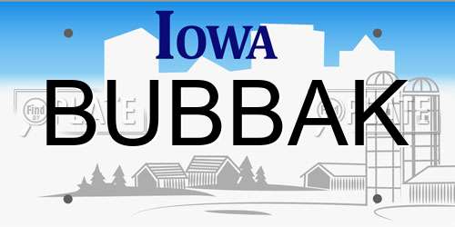 BUBBAK Iowa License Plate