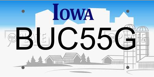 BUC55G Iowa License Plate