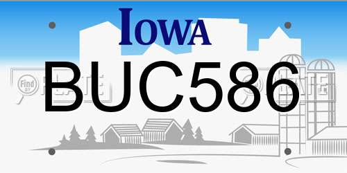 BUC586 Iowa License Plate