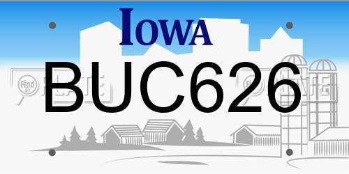 BUC626 Iowa License Plate