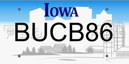 BUCB86 Iowa License Plate