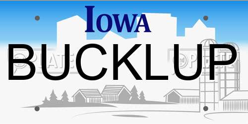 BUCKLUP Iowa License Plate