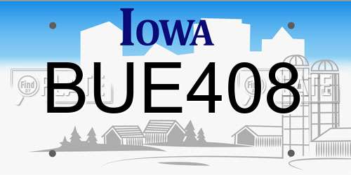 BUE408 Iowa License Plate