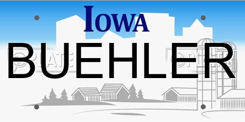 BUEHLER Iowa License Plate