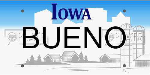 BUENO Iowa License Plate