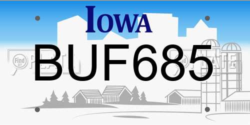 BUF685 Iowa License Plate