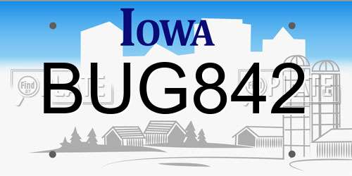BUG842 Iowa License Plate