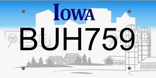 BUH759 Iowa License Plate