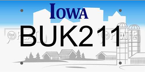BUK211 Iowa License Plate