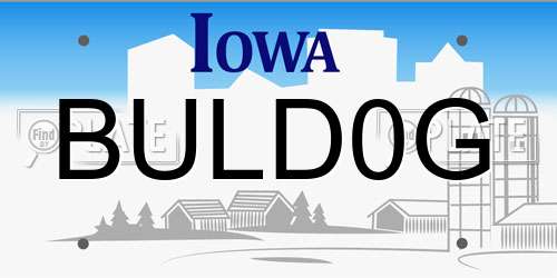 BULD0G Iowa License Plate