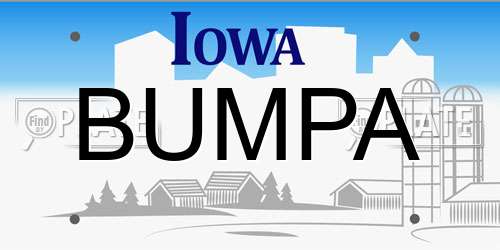 BUMPA Iowa License Plate