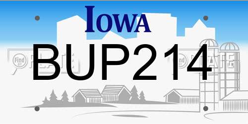 BUP214 Iowa License Plate