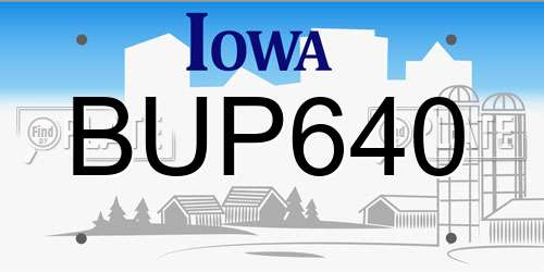 BUP640 Iowa License Plate