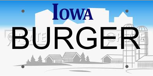 BURGER Iowa License Plate