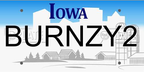 BURNZY2 Iowa License Plate