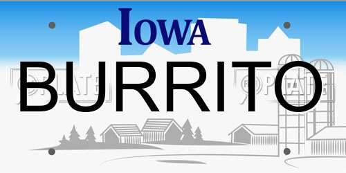 BURRITO Iowa License Plate