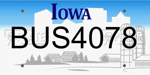 BUS4078 Iowa License Plate