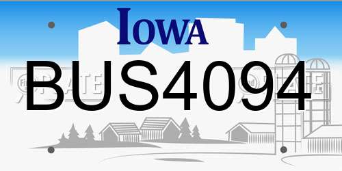 BUS4094 Iowa License Plate