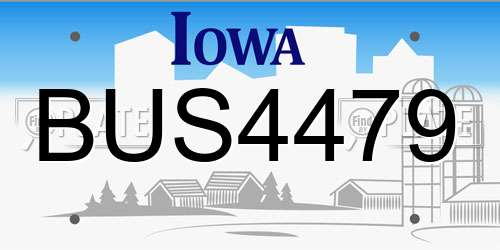 BUS4479 Iowa License Plate