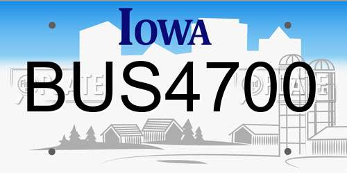 BUS4700 Iowa License Plate