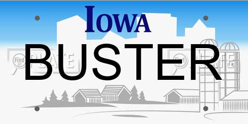 BUSTER Iowa License Plate