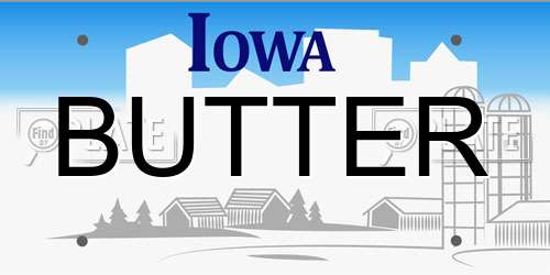 BUTTER Iowa License Plate