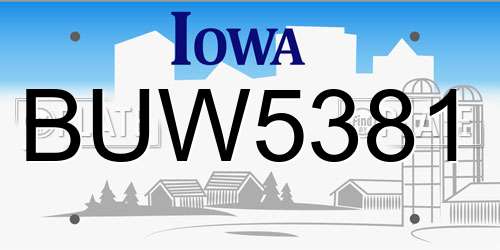 BUW5381 Iowa License Plate