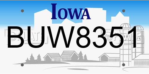 BUW8351 Iowa License Plate