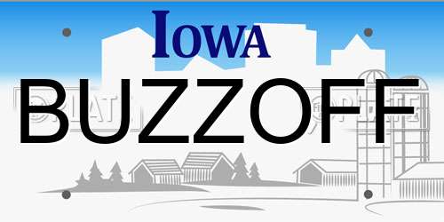 BUZZOFF Iowa License Plate