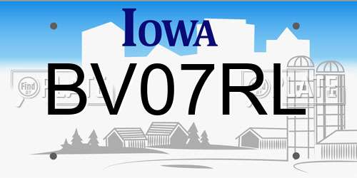 BV07RL Iowa License Plate