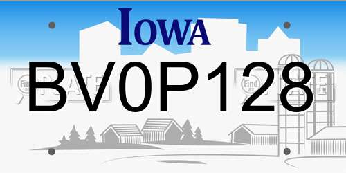BV0P128 Iowa License Plate