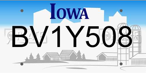 BV1Y508 Iowa License Plate
