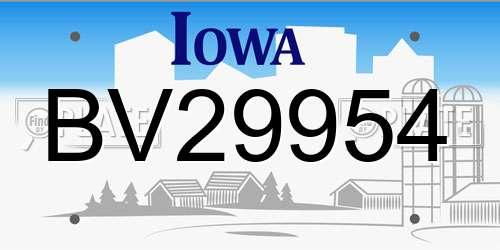 BV29954 Iowa License Plate