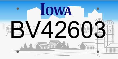 BV42603 Iowa License Plate
