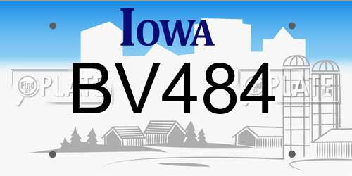 BV484 Iowa License Plate