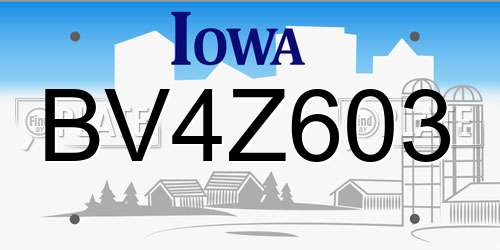 BV4Z603 Iowa License Plate