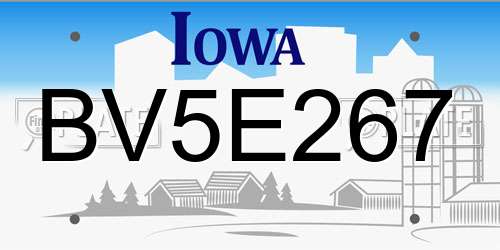 BV5E267 Iowa License Plate