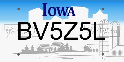 BV5Z5L Iowa License Plate