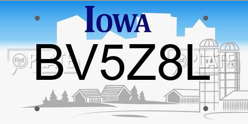 BV5Z8L Iowa License Plate