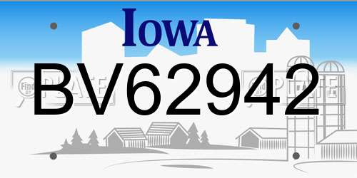 BV62942 Iowa License Plate