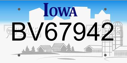 BV67942 Iowa License Plate