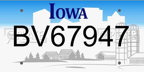 BV67947 Iowa License Plate
