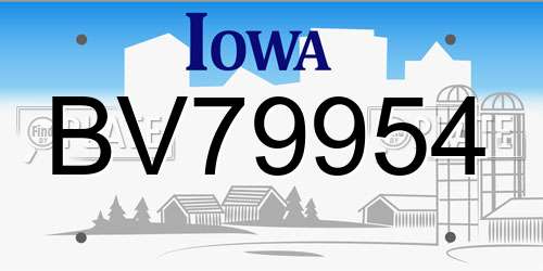 BV79954 Iowa License Plate