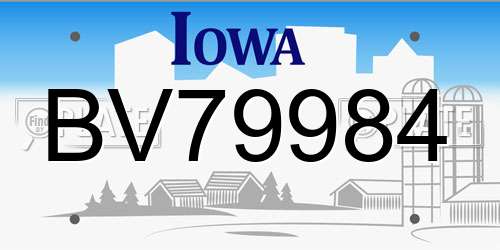 BV79984 Iowa License Plate