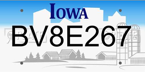BV8E267 Iowa License Plate