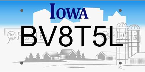 BV8T5L Iowa License Plate