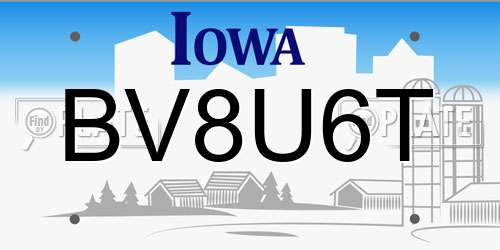 BV8U6T Iowa License Plate